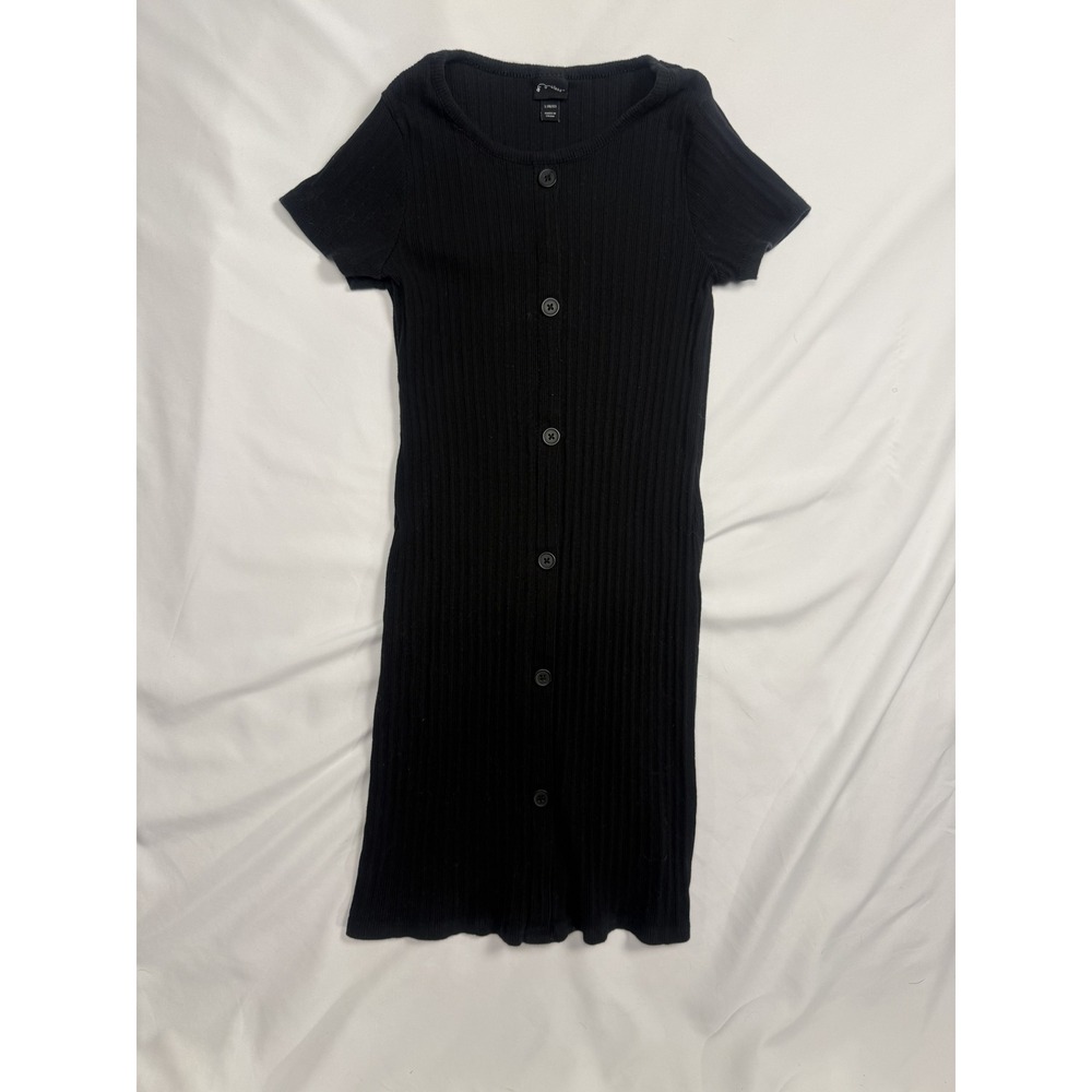 Art Class Girls Black Ribbed Button Front Short Sleeve Dress Size L 10/12